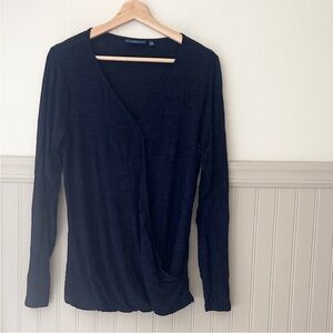 Apt. 9 Elegant Navy Blue Wrap Style Long Sleeve Top medium